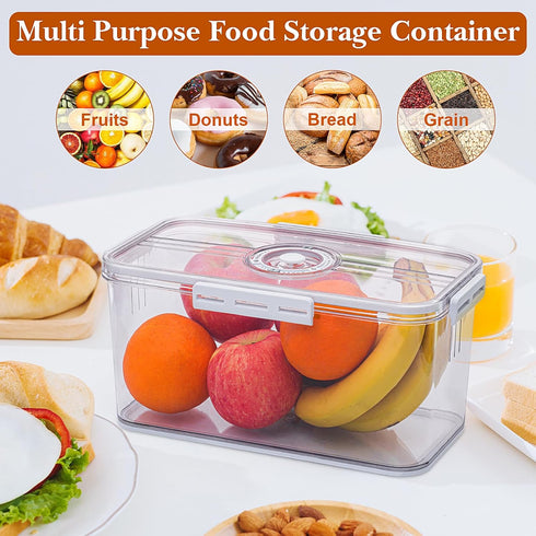 Airtight Bread Box for Homemade Bread, Kitchen Counter Storage Container with Lid, White