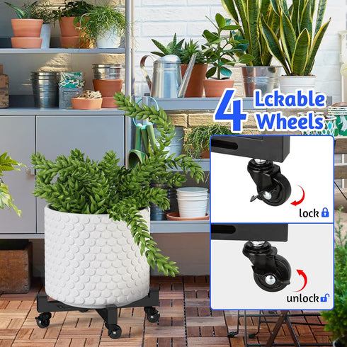 9in 13inch 4 300 Lbs, Plant Caddy With Wheels, Adjustable to Heavy Duty Rolling Plant Dolly, Metal Plant Stand