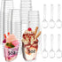 Funtery 300 Pack 5oz Mini Dessert Cups with Spoons, Reusable Clear Plastic