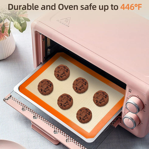 Silicone Baking Mat, Set of 2 Non-Stick Oven-Bake Cover Pads for Making Macaroons & Cookies, 16.5" x 11.7"