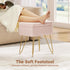4 Seventable Vanity Stool Chair with Storage, Teddy Velvet Soft Ottoman, Metal Legs with Anti-Slip Feet, Furry Padded