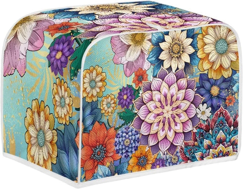 UNICEU Boho Flower Bright Blossom 2 Slice Quilted Toasters Cover, Dust-proof Toasters Cover Bread Maker Cover Kitchen Small Appliance Dust Cover