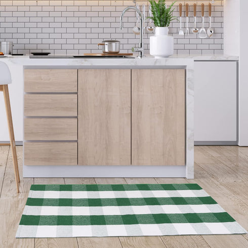uxcell Buffalo Check Rug, Plaid Outdoor Rug, Layered Door Mat for Front Porch, Runner, Bedroom, Kitchen, 51"x24"