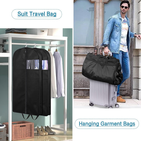 KIMBORA 3 Pack 43" Suit Bags for Closet Storage and Travel, Gusseted Hanging Garment Bags for Clothes & Jackets