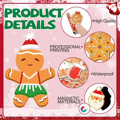 36 Pieces Christmas Magnets, Merry Christmas Fridge Magnet Stickers for Holiday Decoration (Gingerbread)