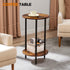 2-Tier Small Round Side Table, Brown Round End Table with Storage, Modern Accent/Bedside Table for Living Room