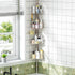 Urackify Corner Shower Caddy Tension Pole, 4 Tier Adjustable Bathroom Organizer Shelves,