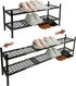Shoe Rack, 45.6" Expandable Shoes Storage Metal Shoe Shelf Stand 2-Tier Stackable