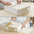 SheetCube 6 Pack Bed Sheet Organizers and Storage, Foldable Linen Closet Organizer with Window and Label, Beige