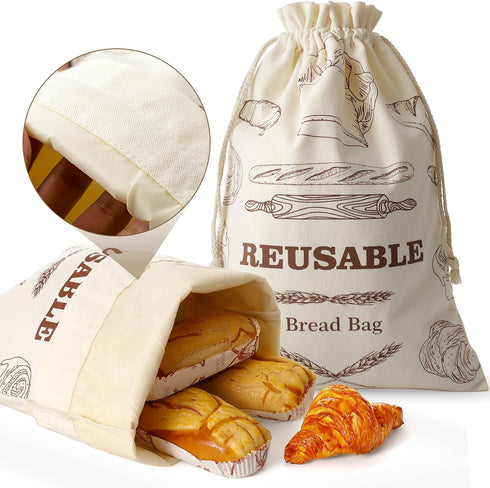 Bread Bags for Homemade Bread, 2 Pack Reusable Bread Bags, Linen Bag