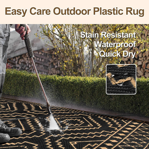Wonnitar Outdoor Rug 5x8, Waterproof Reversible Plastic Straw Rug for Patio Clearance, Moroccan Area Rug