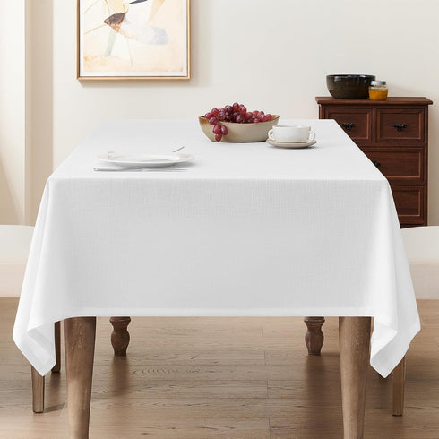 Jayrma 55 55 Inch 4 White Square Tablecloth x Small White Linen Table Cloth for Foot Square Table Wrinkle Resistant