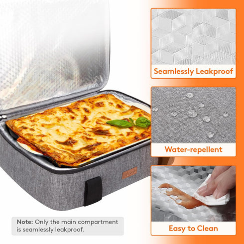 Lifewit Insulated Casserole Carrier for Hot or Cold Food, Fits 9"x13" Baking Dish, Grey