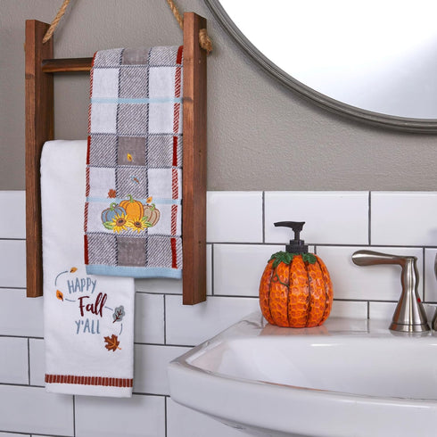 SKL Home Harvest Happy Fall Y'all Hand Towel Set for Bath/Kitchen/Bar, 16" x 25", White, 2 Count