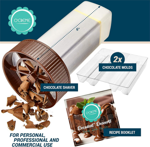 Commercial O'Creme - Chocolate Shaver - Rotary Hand Held Grater and Slicer Device to Make Professional Gourmet Quality