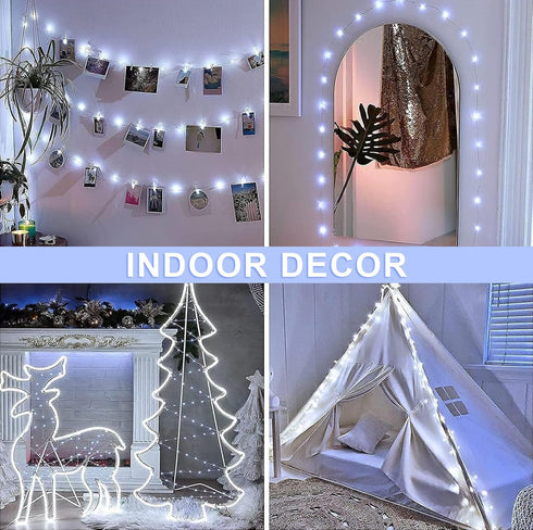 JMEXSUSS 2 Pack White Fairy Lights, 200 LED Battery Operated Twinkle Lights with Remote, 66ft Indoor Outdoor Decor