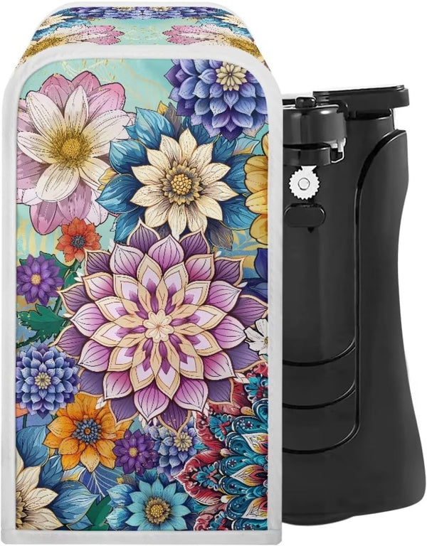 Can Opener Cover, Square Protective Oil-Proof Dust Cover for Most Electric Can Openers - Boho Flower