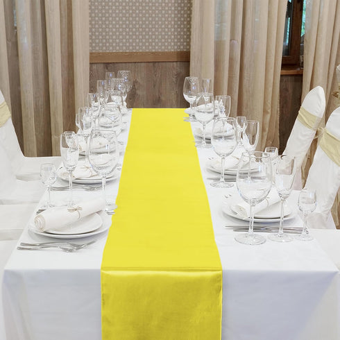 ANECO 4 Pack Satin Table Runner 12 x 108 Inch Long Bright Silk Smooth Fabric for Wedding Banquet Party Decoration,