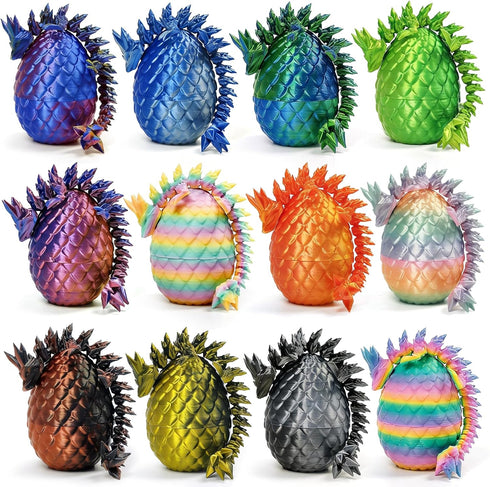 12PCS 3D Printed Crystal Dragon & Egg Set - 12 Unique Colors