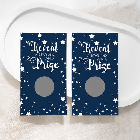 Paper Clever Party Blue Twinkle Star Bridal Shower Games Pack, 28 Scratch-Off Raffle Cards for Wedding & Engagement