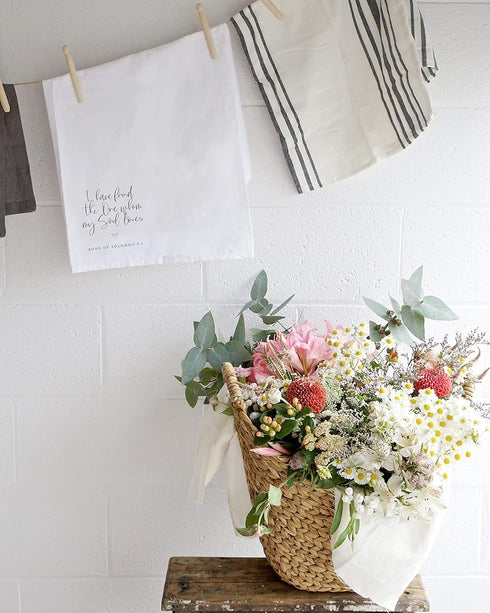 The Cotton & Canvas Co. Scripture Tea Towel, "I Have Found The One Whom My Soul Loves," Soft Absorbent Flour Sack
