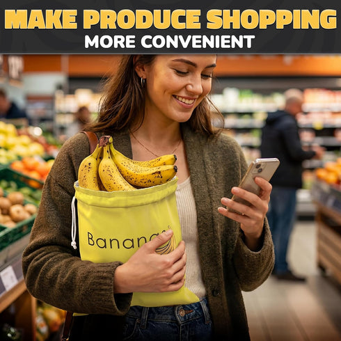 13.8x10.6" Banana Storage Bag with Aluminum Lining - Banana Bags to Keep Bananas Fresh Longer, Nylon Banana Keeper