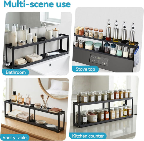 2 30 Inch 2 4 OTraki Tier Strong Magnetic Oven Shelf Length Spice Rack Over The Stove Shelf with Anti-Slip Mats
