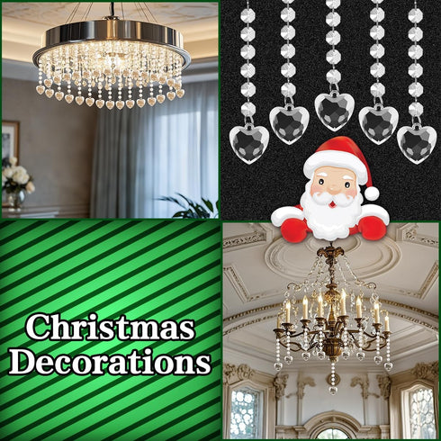 KESOCORAY 100 Pack Hanging Crystals - Clear Acrylic Prisms Pendant Ornaments for Christmas Tree, Centerpieces