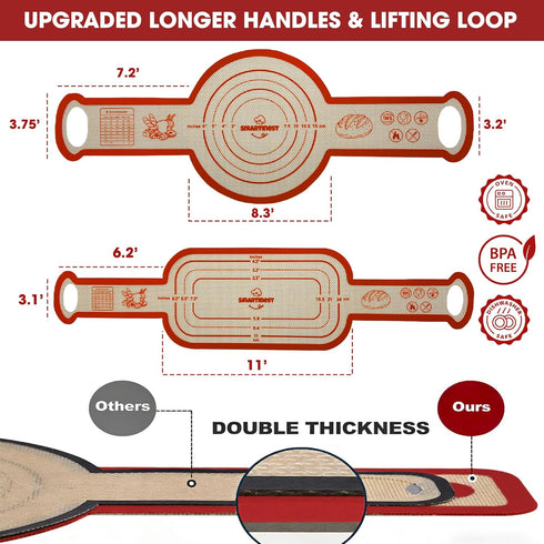 2PCS Set Sourdough Silicone Bread Sling for Dutch Oven, Non-Stick Reusable Baking Mat with Long Handles, Essentials