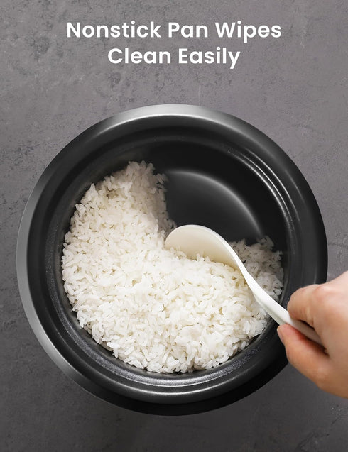 COMFEE' Rice Cooker, 6-Cup Cooked/3-Cup Uncooked, Black, Removable Non-Stick Bowl, One Touch for Soups, Stews, Grains