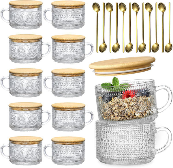 LANDNEOO 12pcs Set Irish Coffee Glasses, Vintage Coffee Mugs, Overnight Oats Containers