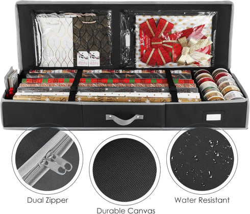 22 40" Hearth & Harbor Wrapping Paper Storage Container - Christmas Storage Bag with Interior Pockets - Gift Wrapping