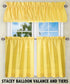 Ellis Curtain Stacey Sheer Tailored Tier Pair Curtains, Yellow, 56" x 30"