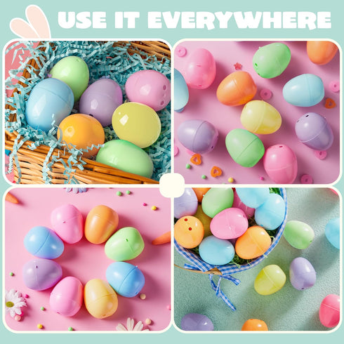 300PCS 2.3" JOYIN Pastel Easter Eggs, Empty Plastic Eggs, Colorful Plastic Eggshell Bulks for Easter Hunt, Filling