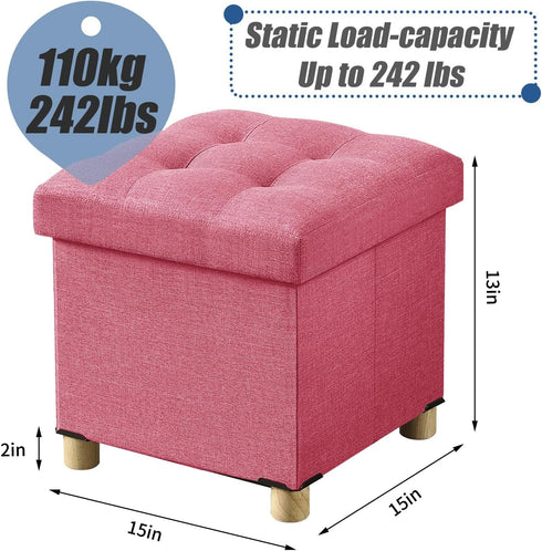 15 Inches BRIAN & DANY Ottoman with Storage, Square Small Storage Ottoman Foot Rest with Legs, Ottomans Foot Stool