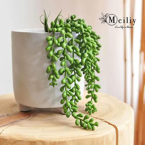 Meiliy 4pcs Faux Succulent Plants Hanging String of Pearls Plant for Home, Kitchen, Office, Wedding, Garden, Craft Art