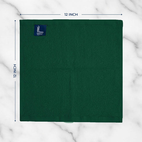 12x12 100% (12 Pack) Linteum Textile Supply Premium Washcloth (Hunter Green) Cotton Zero Twist Towels | Absorbent
