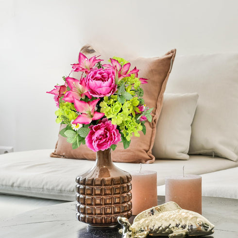Admired By Nature Spring Bush Artificial Hydrangea Flowers, Orchid