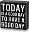 Positive Wood Sign Desk Decor 5x5 Inch, Today Is a Good Day to Have a Good Day, Motivational Gift for Home Office