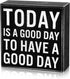Positive Wood Sign Desk Decor 5x5 Inch, Today Is a Good Day to Have a Good Day, Motivational Gift for Home Office