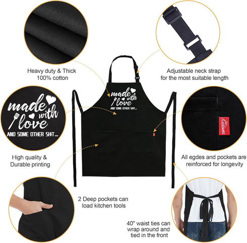Funny Aprons for Women - Women’s Funny Kitchen Chef Cooking Baking BBQ Grill Aprons with 2 Pockets - Birthday Mother’s Day Anniversary Christmas Valentine’s Day Gifts for Mom, Wife, Her