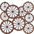 Outus 9 Pcs Wagon Wheel Decorations Paper Fans for Western Cowboy Themed Classroom Party Decor