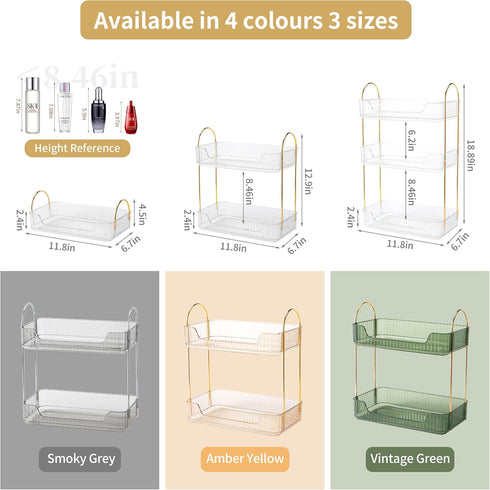 YCIA&DONE Bathroom Organizer Countertop, 2 Tiers Makeup Storage, Skincare Shelf, Perfume Holder for Vanity