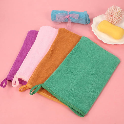 PHOGARY 5 Pack 6"x8" Microfiber Face Cloths, Fast Drying Bath Mitts Washcloth, Super Absorbent Soft Lightweight Towel