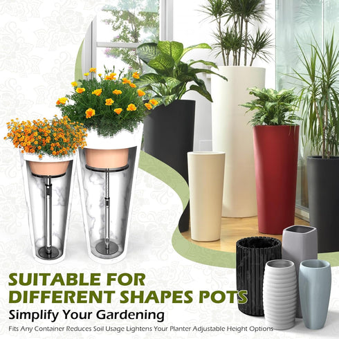 Hazztoll 19.5-32'' (6 810 Adjustable Plant Risers for Inside Pot, Planter Insert for Large Container, Rise Filler Riser