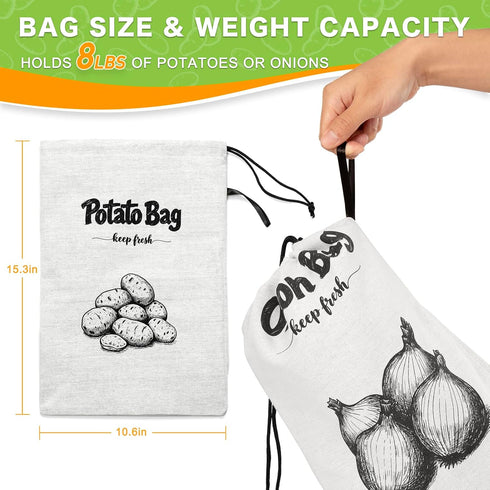 8-Pound 16"x11.4"(2Pack) Onion Bag, Potato Bag, Vegetable Storage Bags, Reusable Potatoes Storage Bags