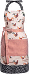 Lovely Flower Pattern Retro Aprons with Large Pockets for Women Girls Cooking Kitchen Bakery Gift