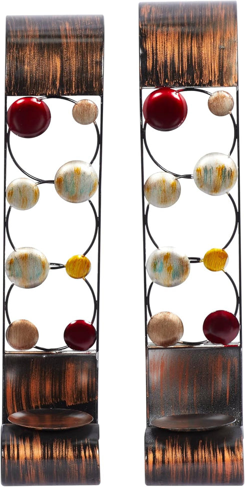 Deco 79 Metal Solid Wall Sconce, Set of 2 5"W, 24"H, Brown