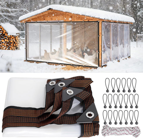 9.8x13Ft Chicken Coop Cover for Winter - Waterproof Chicken Coop Tarp with