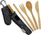 Premium Reusable Bamboo Utensil Travel Set, Includes Fork, Knife, Spoon, Chopsticks & Carabiner Clip, Eco-Conscious